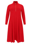 Pullover-dress zipped collar RIB - red 