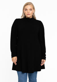 Tunic wide bottom puff sleeve DIAGONAL - black - #1