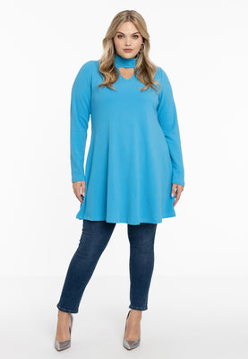 Tunic wide bottom collar DIAGONAL - light blue - #2