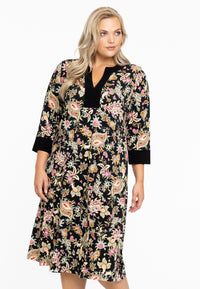 Taped A-line dress PAISLEY - black - #1