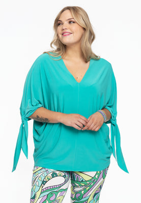 Blouse V-neck bows DOLCE - turquoise - #1