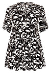 Tunic grandad collar LEAVES - black - #4