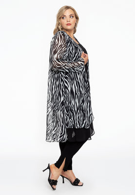 Cardigan long double front ZEBRA - black  - #5