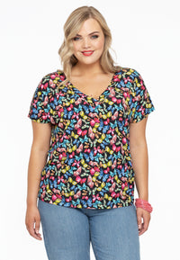 Shirt double V-neck BUTTERFLY - black - #1