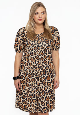 Dress puff sleeve LEOPARD - light brown - #1