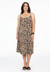 Spaghetti dress LEOPARD - light brown