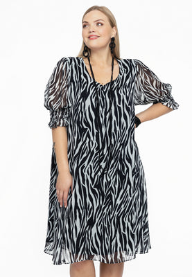 Dress puff sleeve ZEBRA - black  - #1