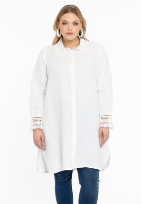 Blouse lace LINEN - white  - #1