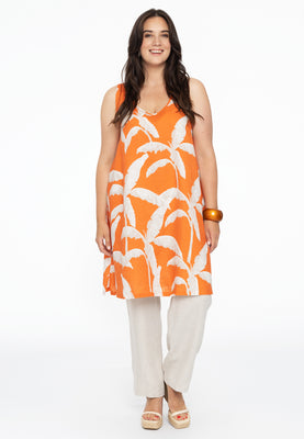 Dress A-line PALM TREE - orange  - #2