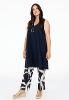 Dress A-line LINEN - blue - #1