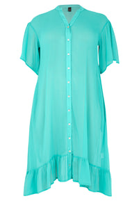 Dress oversized frilled VOILE - turquoise - #1