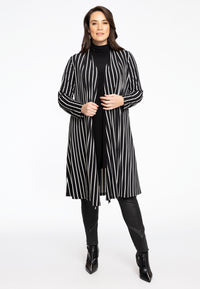 Vest lang geplooid STRIPES - black - #2