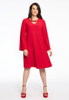 Robe a-ligne encolure chaîne dolce - Rouge