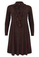 Dress A-line Double Volant DOLCE - brown - #1