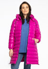 Manteau matelassé court à capuche - rose