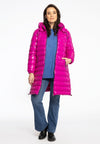 Manteau matelassé court à capuche - rose
