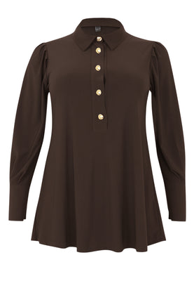 Blouse flare puff sleeve DOLCE - brown - #1