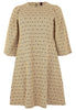 Jurk A-lijn pofmouwen DIAMONDS - light brown - #4