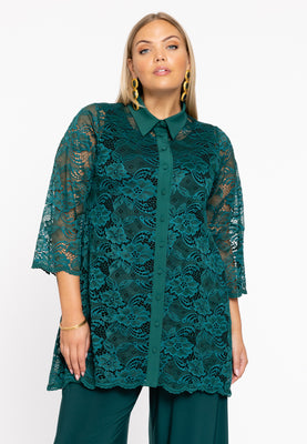 Blouse collar lace - dark green - #1