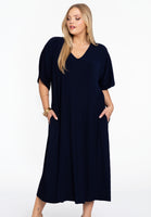 Dress V-neck PLISSE - blue - #1