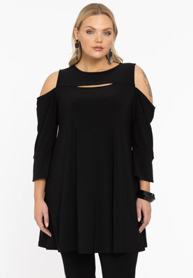 Tunic wide bottom cut outs DOLCE - black  - #1