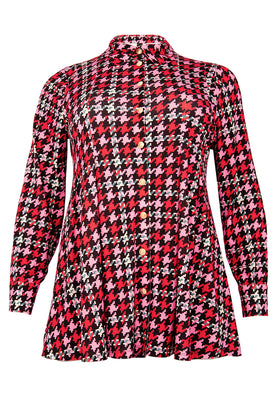 Blouse flare PIED DE POULE - red  - #4