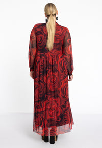 Dress ruffled ROSANNA - red - #3