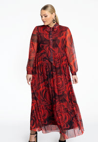 Dress ruffled ROSANNA - red - #1