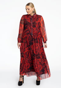 Dress ruffled ROSANNA - red - #2