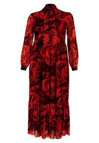 Dress ruffled ROSANNA - red - #4