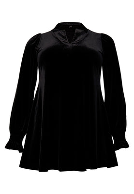 Tunic wide bottom VELOURS - black  - #4