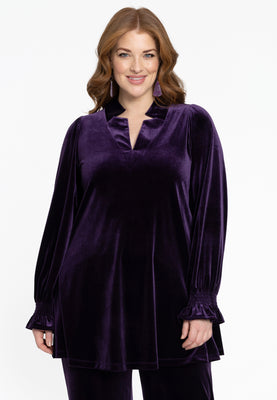 Tunic wide bottom VELOURS - purple  - #1