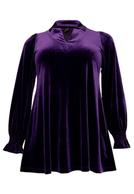 Tunic wide bottom VELOURS - purple  - #4