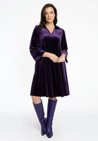 Dress V-neck VELOURS - purple - #2