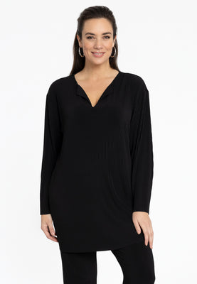 Tunic straight PLISSE - black  - #1