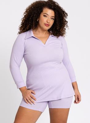 Tunic flared polo LOUNGE - light purple - #1