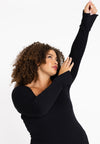 Dress long sleeves rib LOUNGE - black