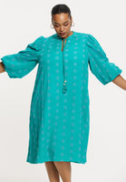 Dress long sleeves COTTON - turquoise - #1