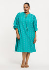 Dress long sleeves COTTON - turquoise