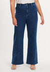 Jeans wide leg 5-pocket with strass - indigo - #3