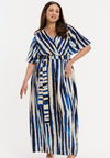 Maxi dress flare sleeve RIPPLES - blue