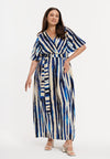 Maxi dress flare sleeve RIPPLES - blue - #1