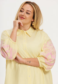 Shirt-dress FLOWER STRIPE - yellow - #6