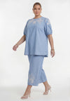 Pantalon 7/8 sweet flora - bleu clair