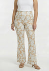 Pantalon bootleg flower stamp - marron clair