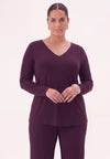 Haut col en v uni dolce - dark purple