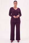Haut col en v uni dolce - dark purple