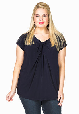 Shirt wide drape neck DOLCE - blue - #1