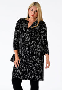 Shirt grandad collar DOTS - black - #1