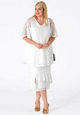 Skirt ruffled LACE - white  - #1